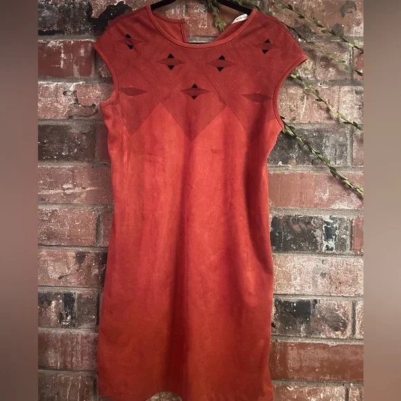 burnt orange suede dress Burnt Orange Faux Suede Dress